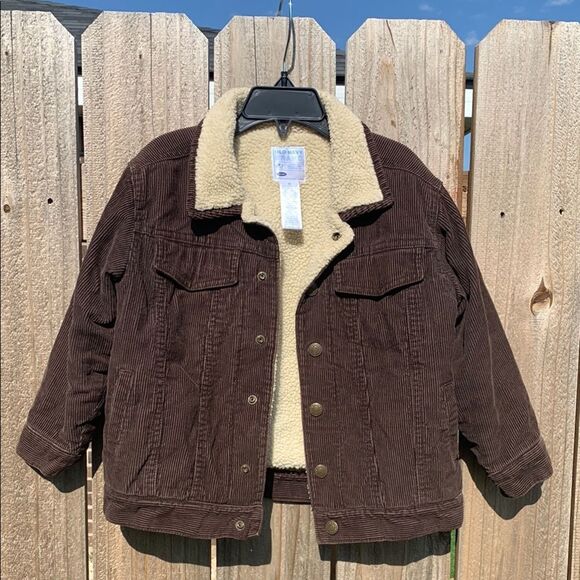 Take 50% OFF-Old Navy BoyBrown and Cream Jean Jacket with Sherpa Lining, Size-5T - Picture 1 of 7